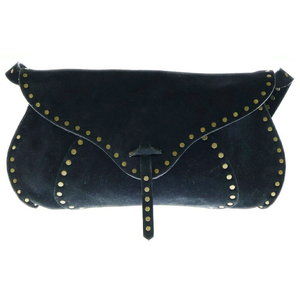 Celine Studded Shoulder Bag Black Suede Handbag Pouch